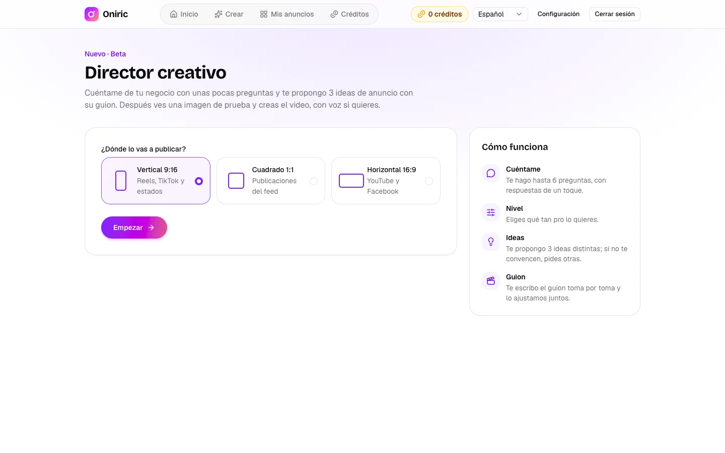 Oniric: Creative director